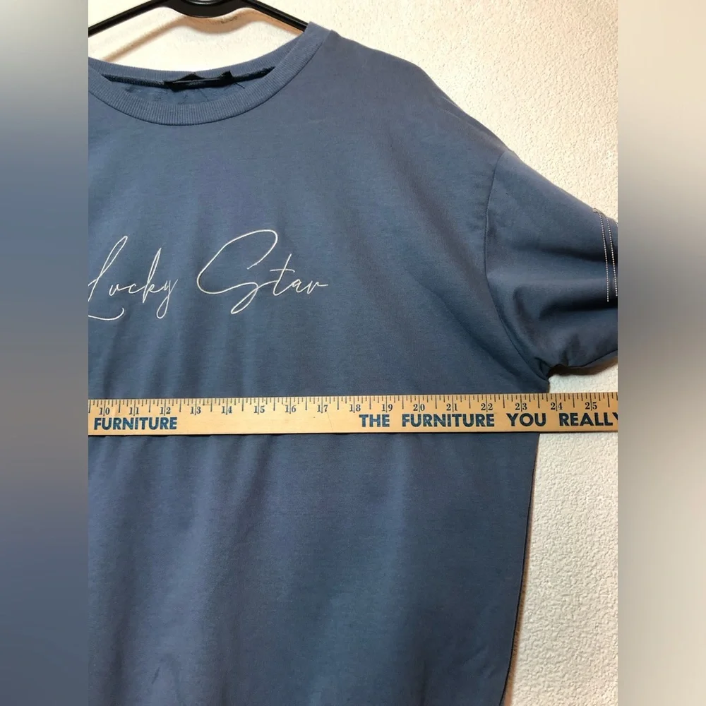 Blue Lucky Star Sweatshirt with Silver Star Accents